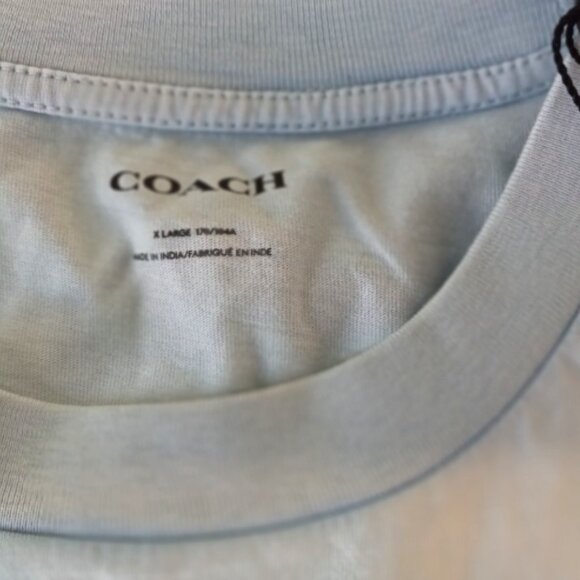 Coach Women's Cropped T-Shirt XL Dusty Blue Organic Cotton Garment Dye NWT - Picture 6 of 12